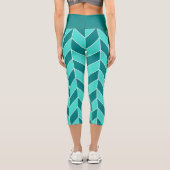 Modernes Aquamarines türkisfarbenes Herringbone-Zi Capri Leggings (Rückseite)