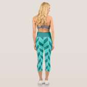Modernes Aquamarines türkisfarbenes Herringbone-Zi Capri Leggings (Rückseite)