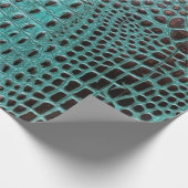 Modernes, Aquamarines und braunes Krokodil Geschenkpapier (Ecke)