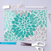 Modernes aquamarines und graues Blumen Seidenpapier (Handwerk)