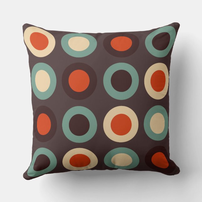 Modernes Aquamarines und orangefarbenes Mittelalte Kissen (Rückseite)