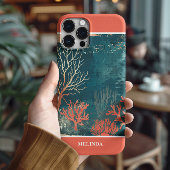 Modernes Aquamarines und Orangenmeermotiv Case-Mate iPhone Hülle