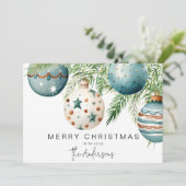 Modernes Aquamarines Weihnachtsbauble Einladung (Stehend Vorderseite)