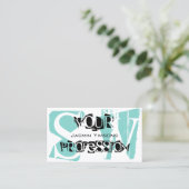 Modernes Aquamarines Weiß und Schwarz mit Monogram Visitenkarte (Stehend Vorderseite)