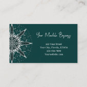 Modernes, Aquamarines, weißes Bohemisches Mandala Visitenkarte (Rückseite)