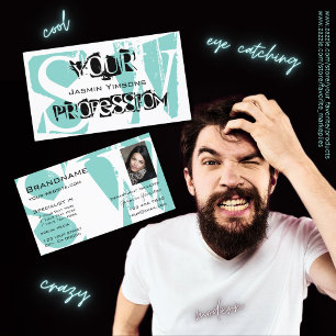 Modernes Aquamarines Weißschwarz mit Foto und Mono Visitenkarte