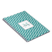 Modernes, Aquamarines Zickzack Muster-Monogram-Not Notizblock (Rechte Seite)