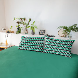 Modernes Aquamarines Zickzack Schwarzes Muster Kissenbezug