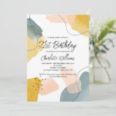 Modernes Aquarell 21. Geburtstag Party Einladung (Stehend Vorderseite)