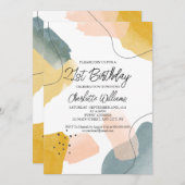 Modernes Aquarell 21. Geburtstag Party Einladung (Vorne/Hinten)