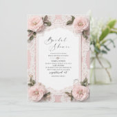 Modernes Aquarell 3D Rosa Blume Brautparty Einladung (Stehend Vorderseite)