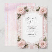 Modernes Aquarell 3D Rosa Blume Brautparty Einladung (Vorne/Hinten)