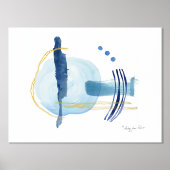 Modernes Aquarell Abstrakt Modernes Navy Blau Foliendrucke (Vorderseite)