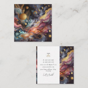 Modernes Aquarell Abstraktes lila Business Quadratische Visitenkarte