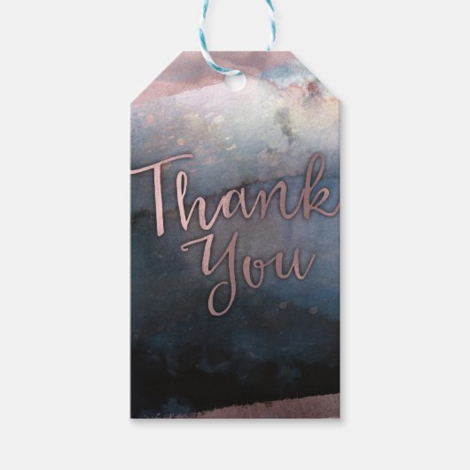 Modernes Aquarell Blau & Rose Gold Pink Gefallen Geschenkanhänger (Vorderseite)