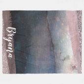 Modernes Aquarell Blau & Rose Gold Rosa Rosa Blush Fleecedecke (Vorderseite (Horizontal))