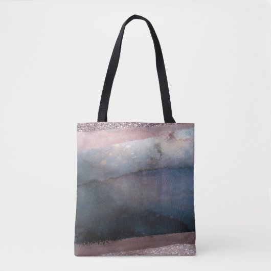 Modernes Aquarell Blau & Rose Gold Rosa Rosa Blush Tasche (Vorderseite)