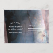 Modernes Aquarell Blau & Rose Gold Save the Date Ankündigungspostkarte (Rückseite)