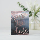 Modernes Aquarell Blau & Rose Gold Save the Date Ankündigungspostkarte (Stehend Vorderseite)