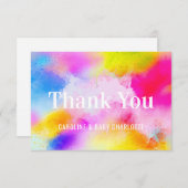Modernes Aquarell-blaues rosa Gelb DANKEN IHNEN Dankeskarte (Vorne/Hinten)