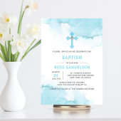 Modernes Aquarell Blue BOY Taufe Christening Einladung