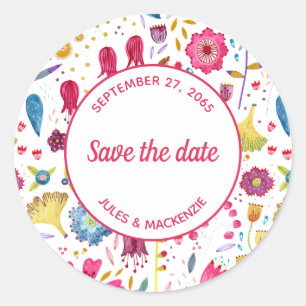 Modernes Aquarell Blumenrosa Lila Runder Aufkleber