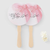 Modernes Aquarell Blush Pink Bow Hallo Baby Girl Fächer (Vorne und Hinten)