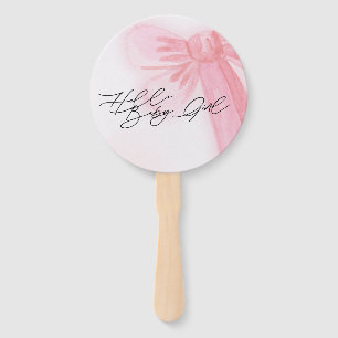 Modernes Aquarell Blush Pink Bow Hallo Baby Girl Fächer