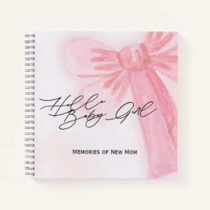 Modernes Aquarell Blush Pink Bow Hallo Baby Girl Notizblock