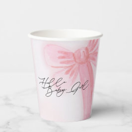 Modernes Aquarell Blush Pink Bow Hallo Baby Girl Pappbecher