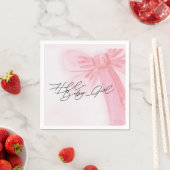 Modernes Aquarell Blush Pink Bow Hallo Baby Girl Serviette (Beispiel)