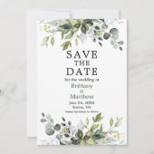 Modernes Aquarell Botanisches Grünes Foto Grün Save The Date (Vorderseite)