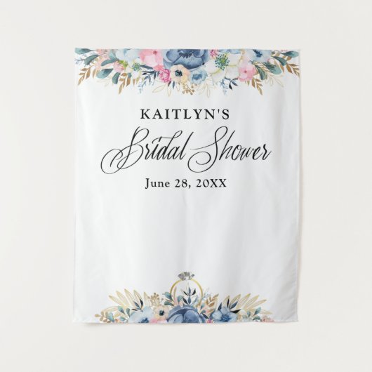 Modernes Aquarell-Brautparty im Hintergrund Wandteppich (Vorderseite)