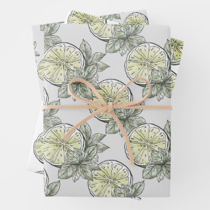 Modernes Aquarell Citrus Limon Summer Garden Party Geschenkpapier Set