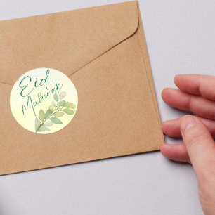 Modernes Aquarell Floral Islamisches Eid Mubarak Runder Aufkleber
