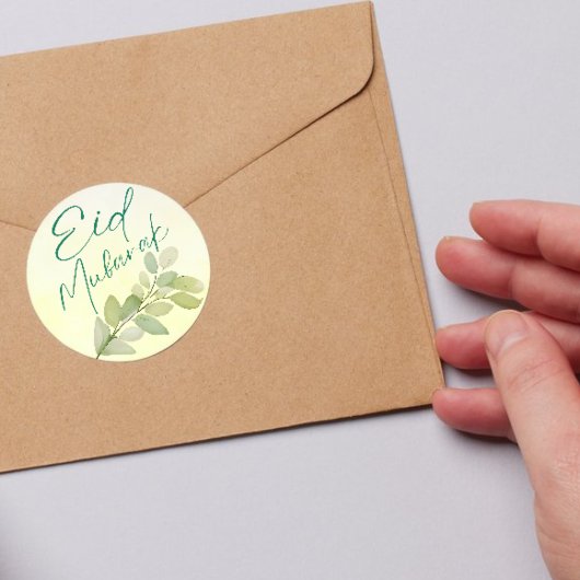 Modernes Aquarell Floral Islamisches Eid Mubarak Runder Aufkleber