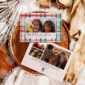 Modernes Aquarell Kariertes Weihnachtsfest Foto Feiertagskarte