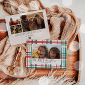 Modernes Aquarell Kariertes Weihnachtsfest Foto Feiertagskarte