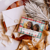 Modernes Aquarell Kariertes Weihnachtsfest Foto Feiertagskarte