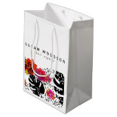 Modernes Aquarell mutiges Monstera mit Mittlere Geschenktüte (Rückseite Schrägansicht)