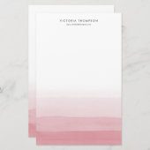 Modernes Aquarell Pink Ombre Personalisiert Briefpapier (Vorne/Hinten)
