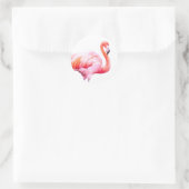 Modernes Aquarell rosa Flamingo Runder Aufkleber (Tasche)
