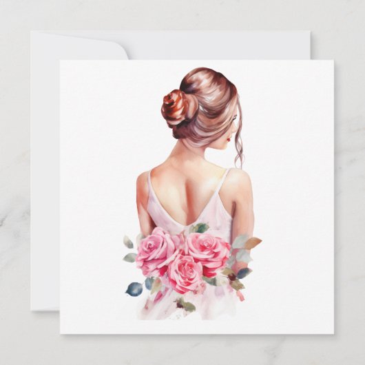 Modernes Aquarell Rosa Hochzeitskleid Brautparty Einladung