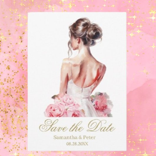 Modernes Aquarell Rosa Hochzeitskleid Brautparty Einladung