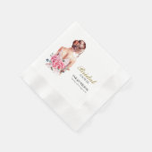 Modernes Aquarell Rosa Hochzeitskleid Brautparty Serviette (Ecke)