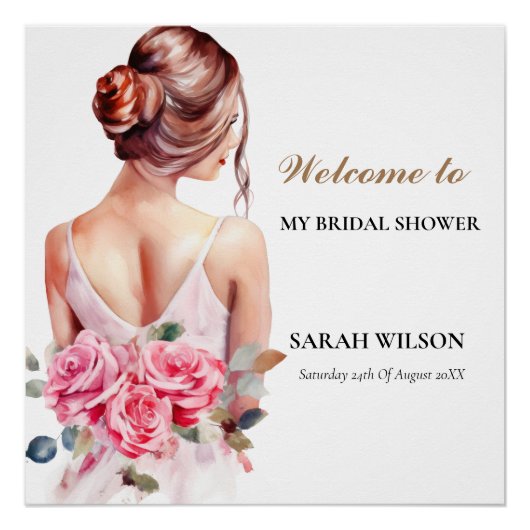 Modernes Aquarell Rosa Hochzeitskleid Glossy Poste Poster (Vorderseite)