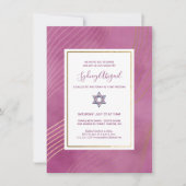 Modernes Aquarell Rosa und Gold Bat Mitzvah Einladung (Vorderseite)