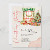 Modernes Aquarell Rotes Grün Niedliches Weihnachts Einladung (Vorderseite)