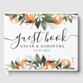 Modernes Aquarellbad Orange & Blätter Schönheit Gästebuch (Vorderseite)