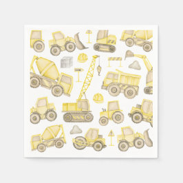 Modernes Aquarellbaufahrzeug zum Geburtstag Serviette
